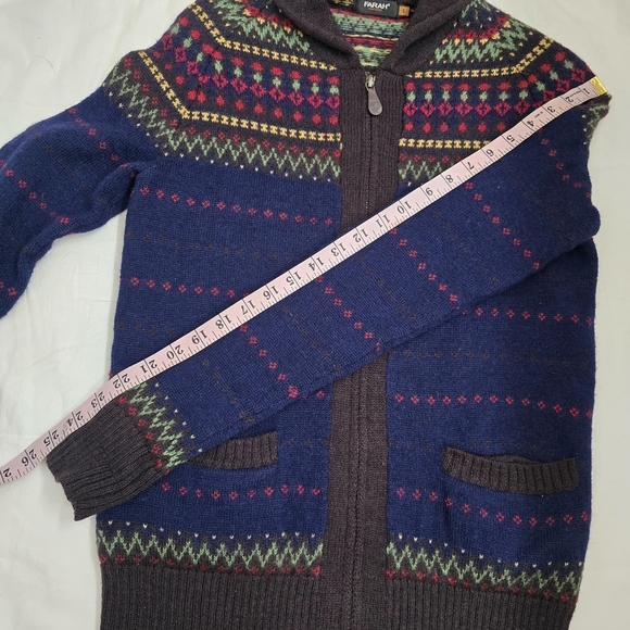 Farah Falcon Vintage 100% Wool Men's Fairisle Shawl Collar Cardigan Sweater S - Picture 10 of 12